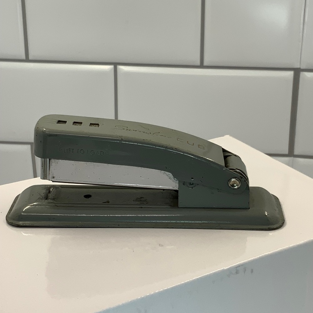 Vintage Swingline Cub Stapler Gray Metal Mid Century Modern Office Made‎ in USA